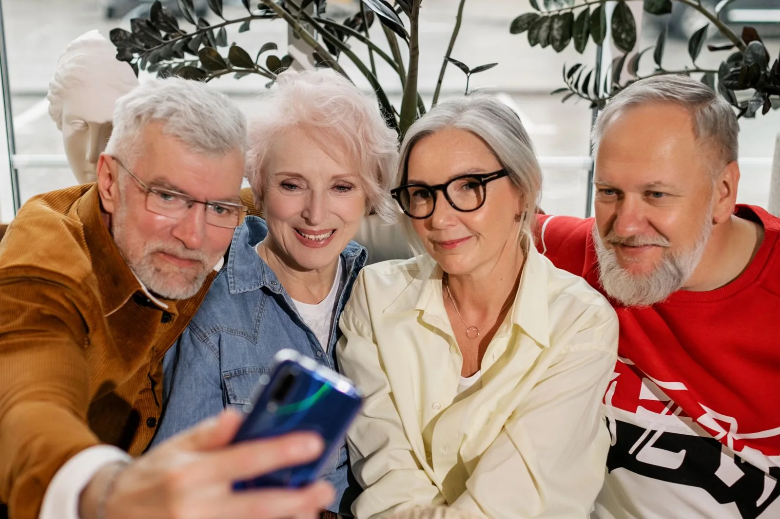 Older friends sharing a happy moment together